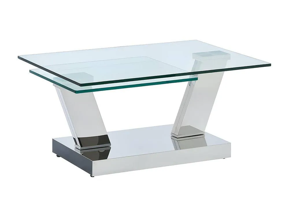 Vente-unique Coffee Table With Swivel Trays - Tempered Glass & Metal - OYRUS in Clear 6