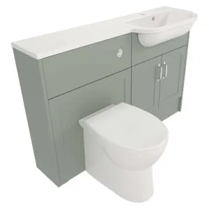 Deccado Padworth Willow Green Slimline Fitted Vanity & Toilet Pan Unit Combination with RH Basin - 1200mm