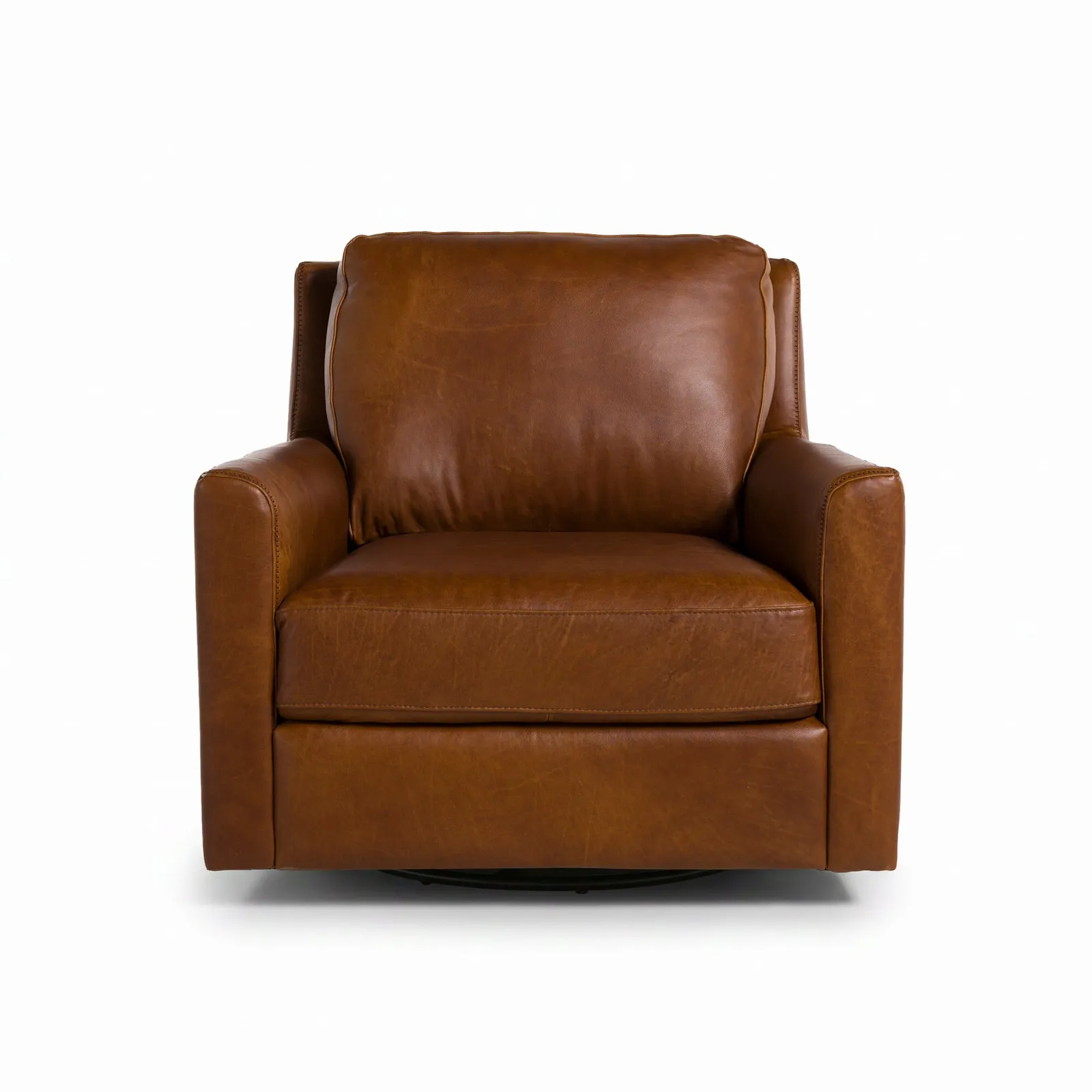 Albard Swivel Armchair, Brown Leather | Barker & Stonehouse 2