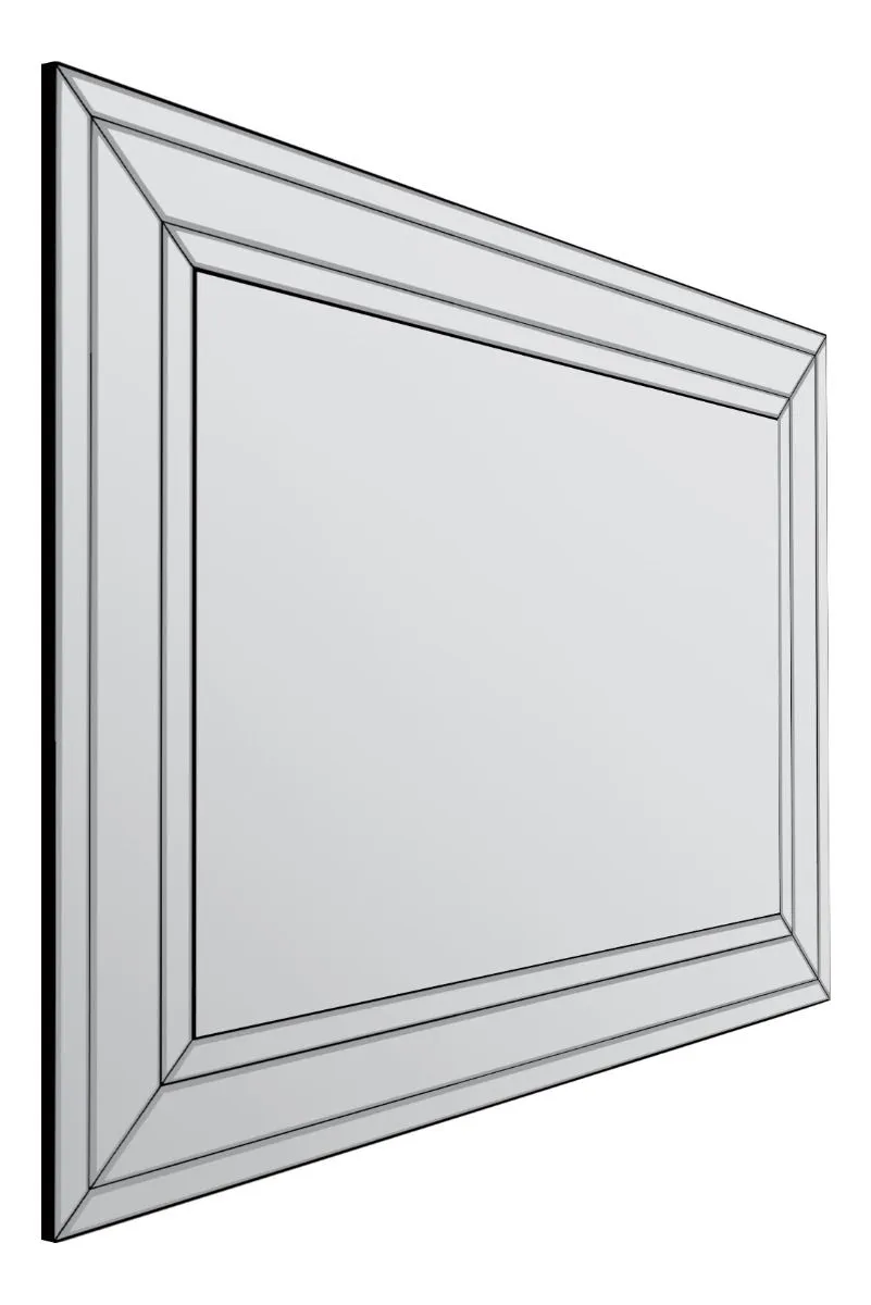 MirrorOutlet Langley All Glass Modern Bevelled Large Wall Mirror 144 x 115.5 CM in Silver 4