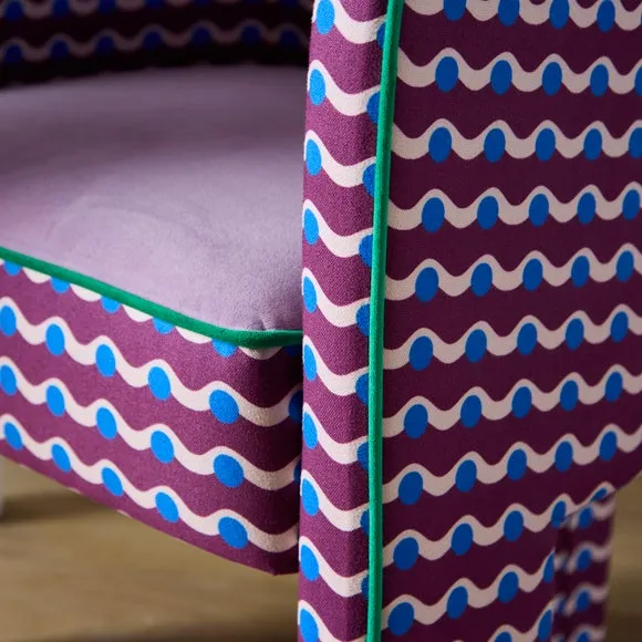Sophie Robinson Dining Chair, Amaranth Wiggle Dot Fabric 4