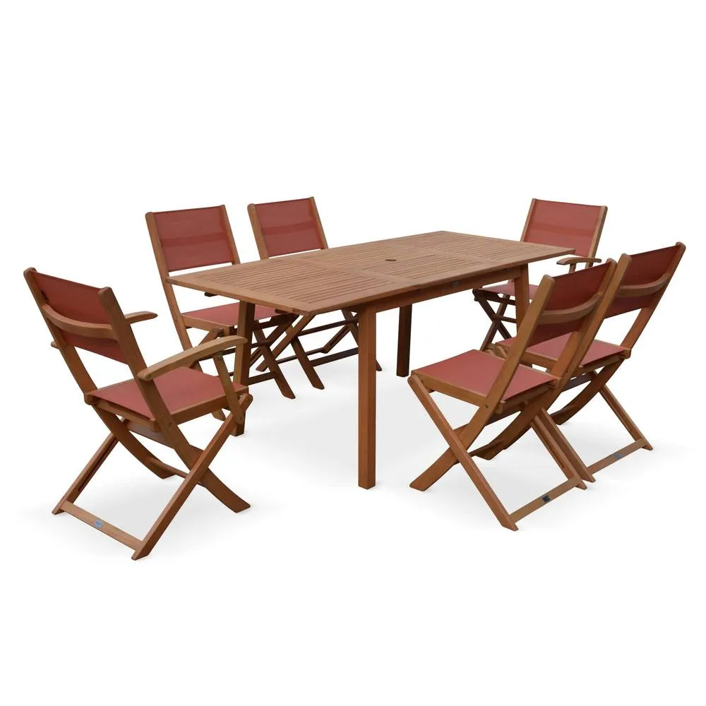 sweeek 6 to 8-seater extendable wooden garden table in Brown 6