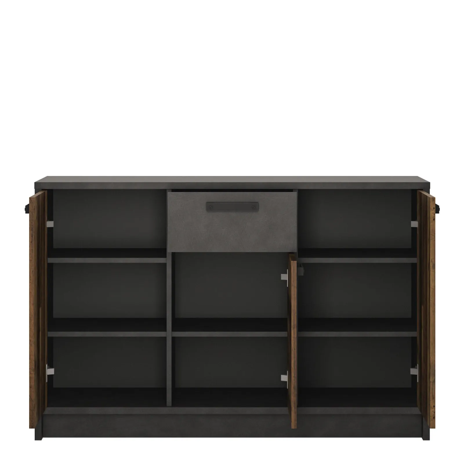 Furniture To Go Brooklyn Cabinet with 3 Doors & 1 Drawer in Walnut 2