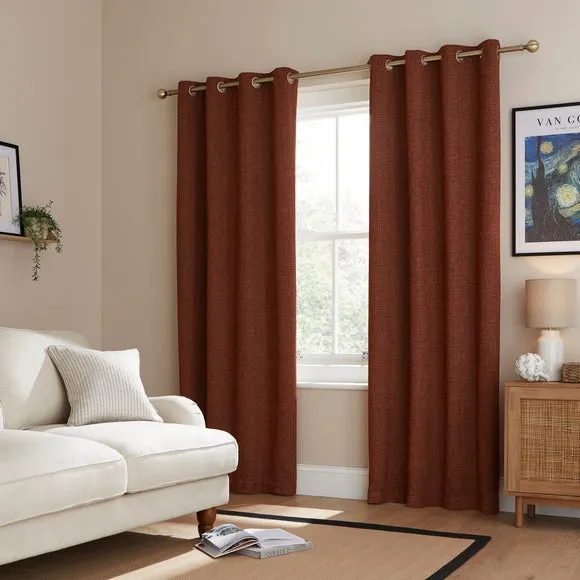 Herringbone Chenille Eyelet Curtains 2