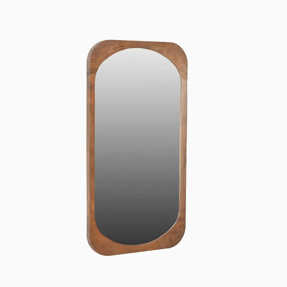 FurnitureboxUK Finley Walnut Wood Medium Rectangle 90x50cm Wall Mirror
