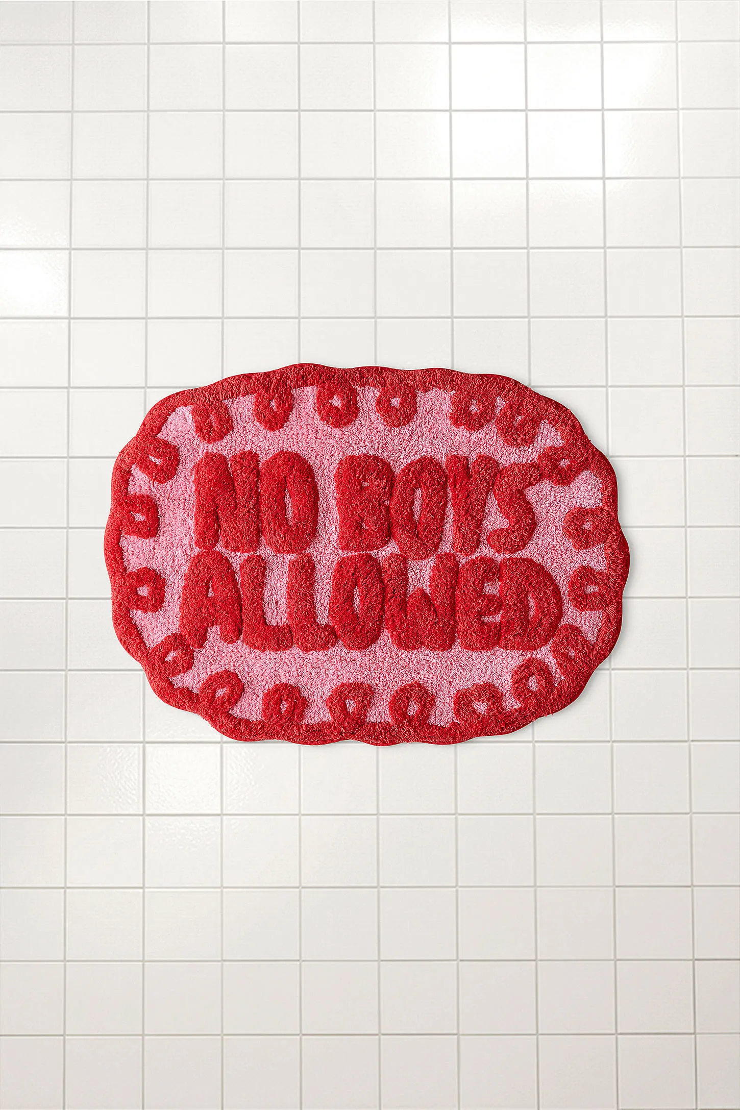 No Boys Allowed Bath Mat - Pink 2