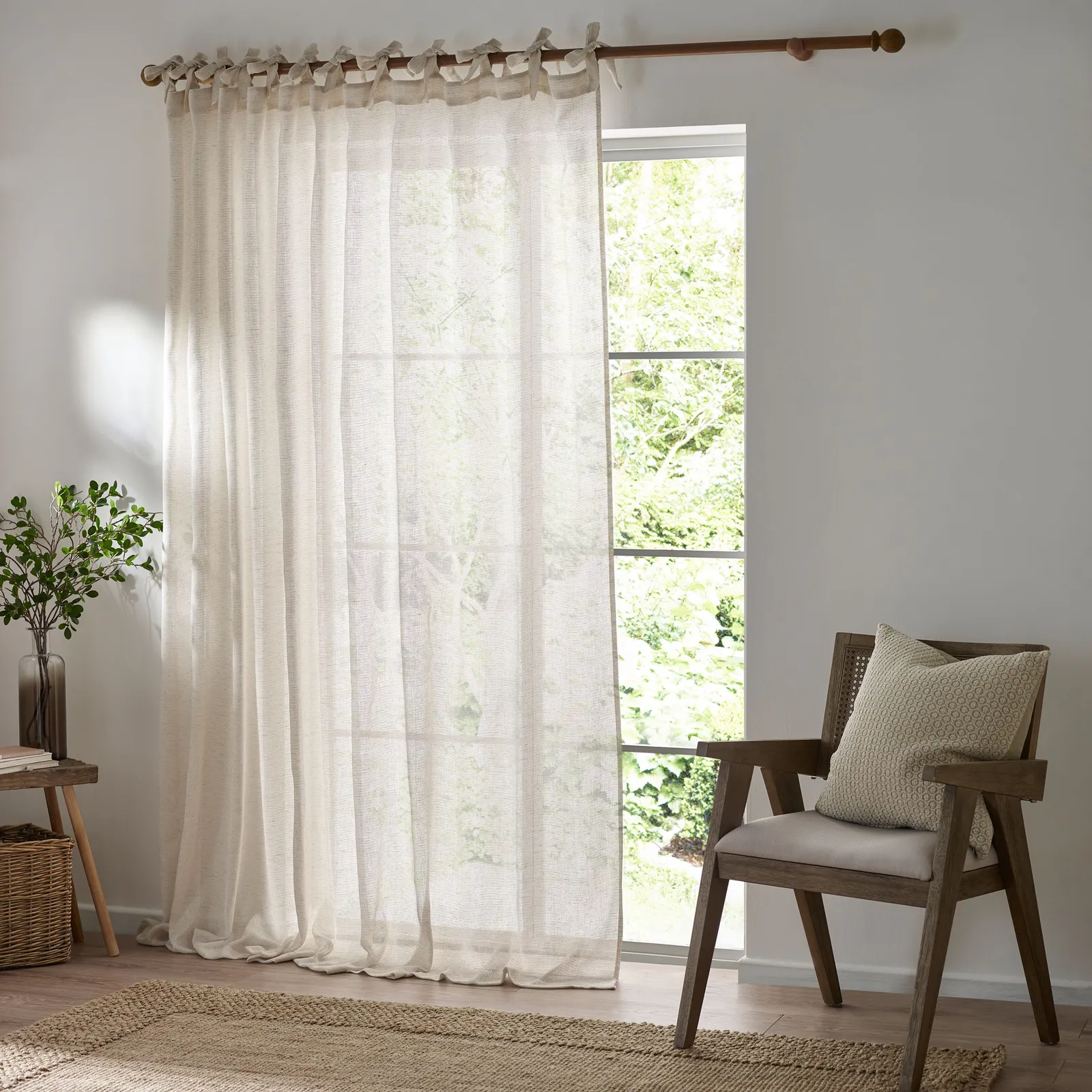 Yard Nimbus Sheer Tie Top Curtain Panel in Natural 1