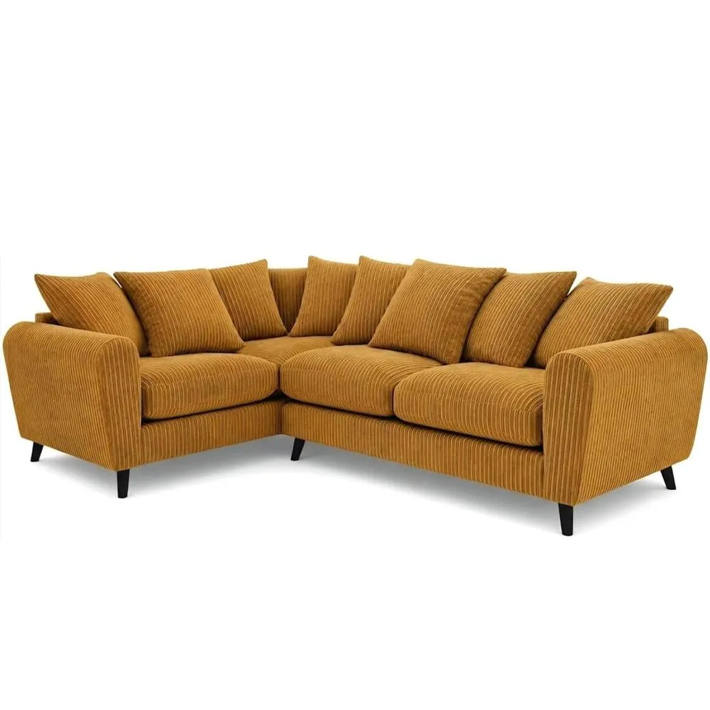 Bliss Furniture Harlow Jumbo Cord Left Hand Dual Arm Corner Sofa, Mustard
