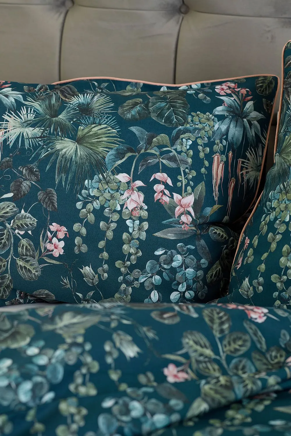 Deyongs Tropical Leaves Digitally Printed Duvet Cover Set - 100% Cotton Soft Piped Bedding | 1846 3
