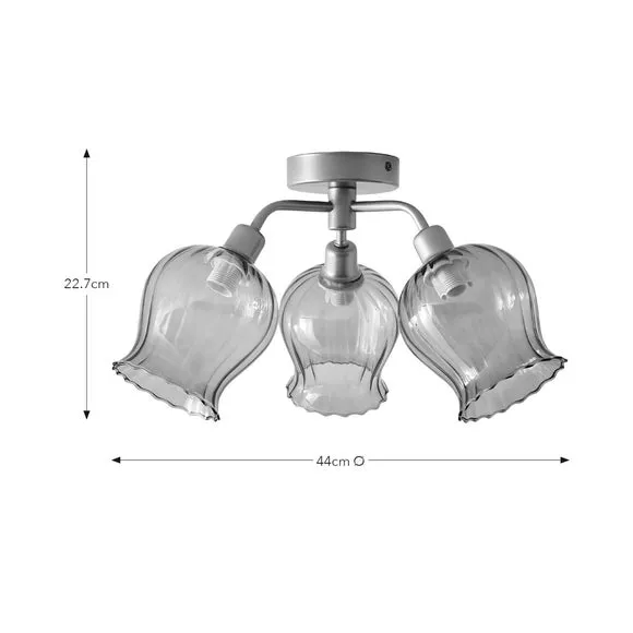 Peony 3 Light Semi Flush Ceiling Light 6