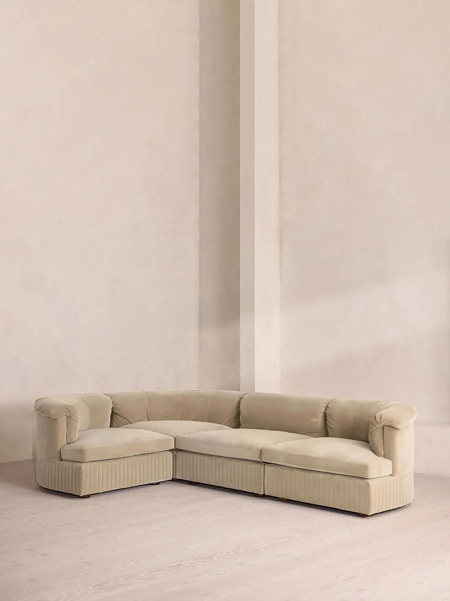 Oona Modular Sofa, L-Shape Sofa, Velvet, Oyster