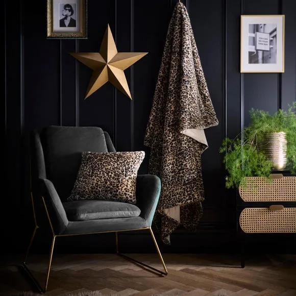 Fusion Leopard Faux Fur Square Cushion 4