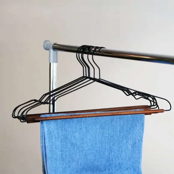 Set of 6 Wooden Bar Trouser Hangers