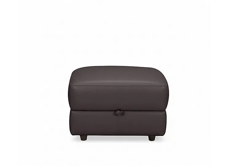 Nest Small NC Leather Storage Footstool - Dark Chocolate