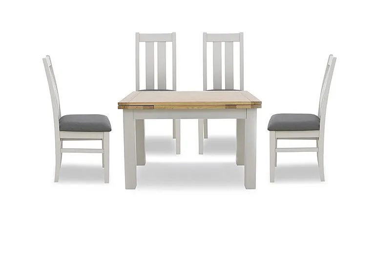Lewis Large Draw Leaf Extending Dining Table and 4 Wooden Slatted Back Chairs - Anthracite