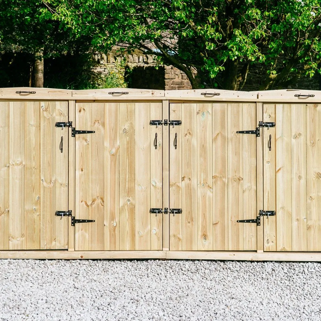 Buttercup Farm Chatburn Quad Wheelie Bin Store, Fits 1 x 180L or 240L & 3 x 140L Bins in Brown 2