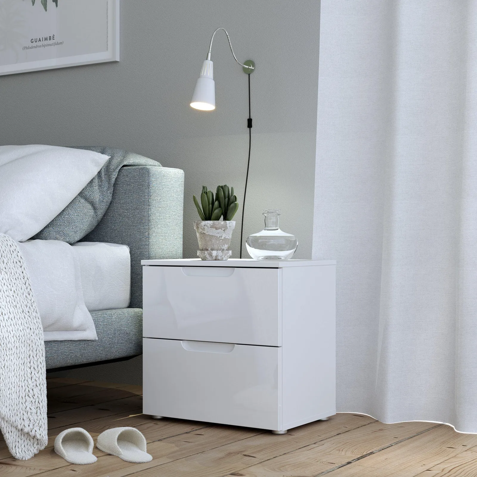 Furniture To Go Sienna 2 Drawer Bedside in White 4