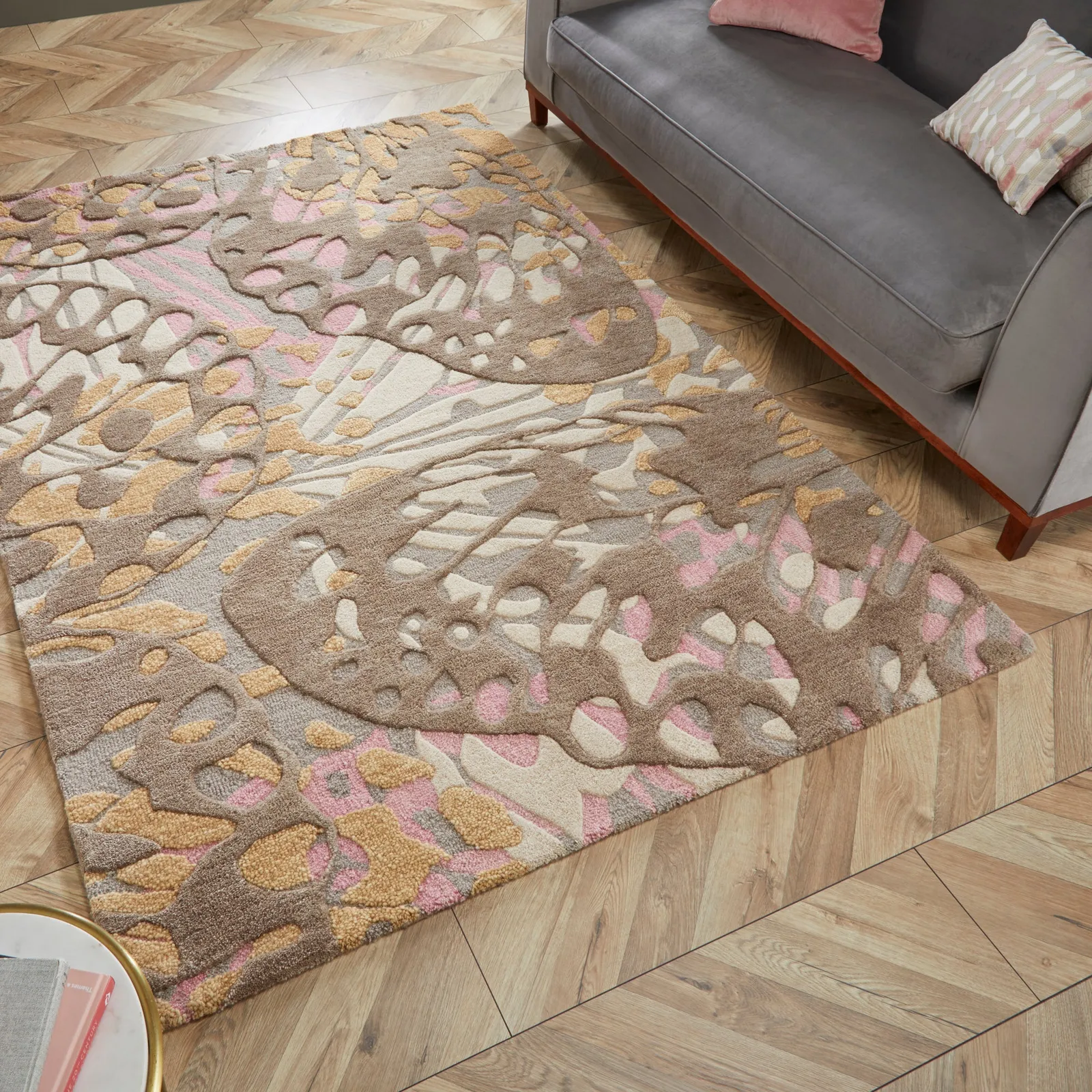 Camilla Rug Brown, Yellow and Pink