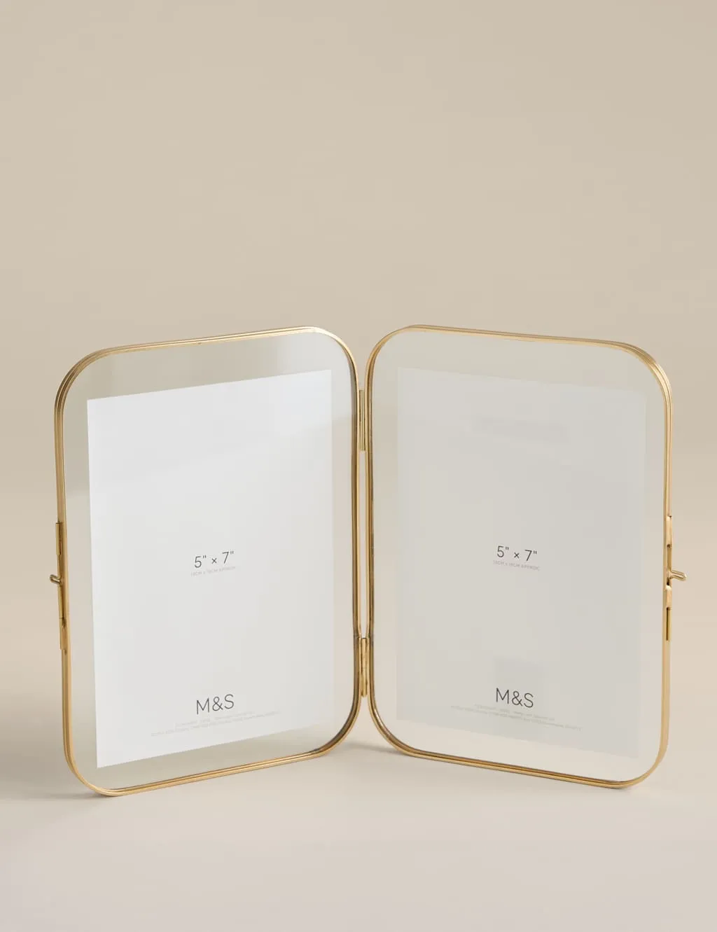M&S Metal Rounded Double Photo Frame 5x7 inch Gold