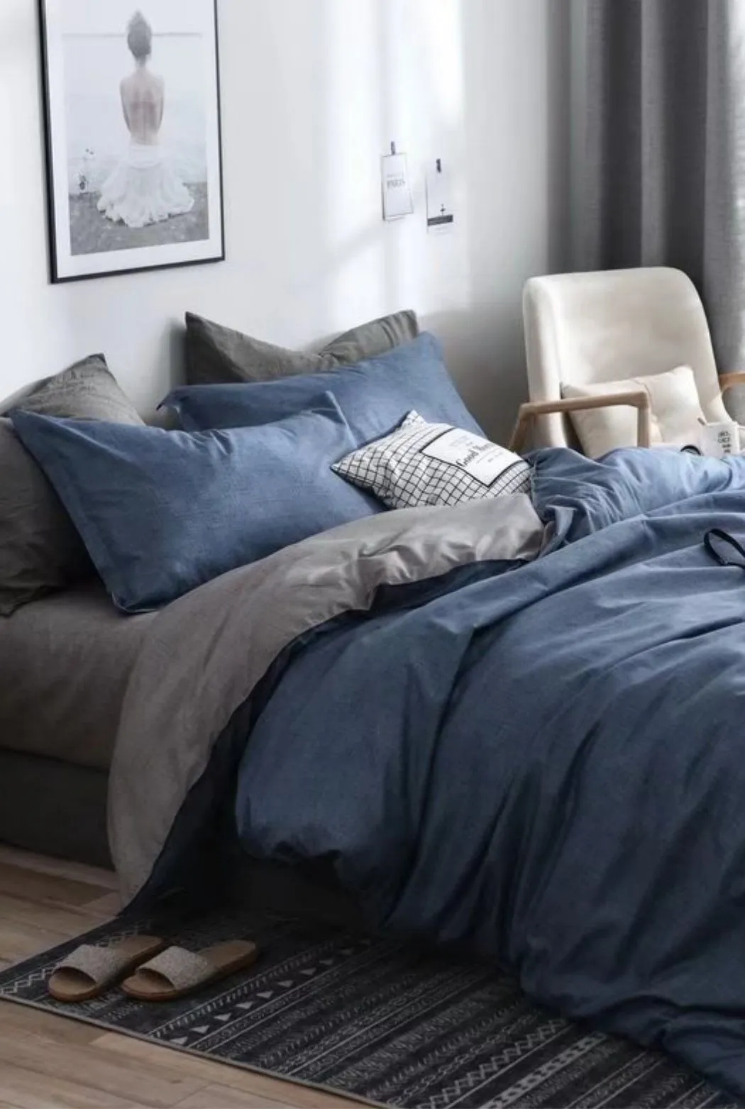 Ezysleep Reversible Blue Printed Duvet Set