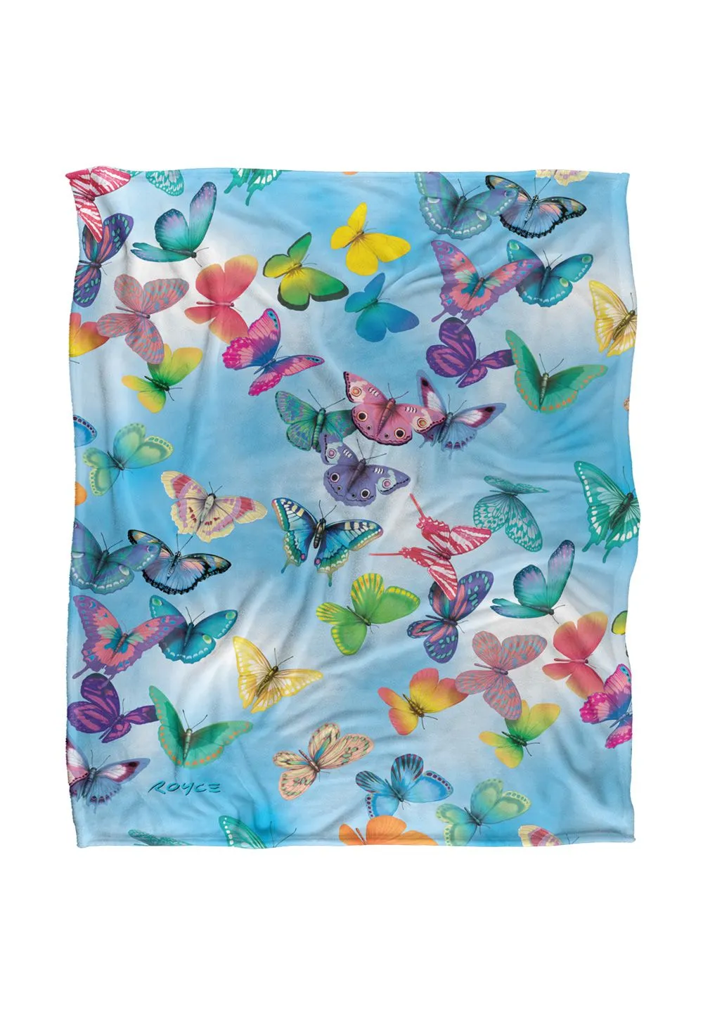 JQ Licensing Royce Mcclure Butterfly Sky Pattern Silky Touch Super Soft Throw Blanket 152 X 127 cm in White