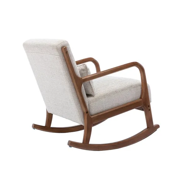 Khali Chenille Wooden Arm Rocking Chair 4