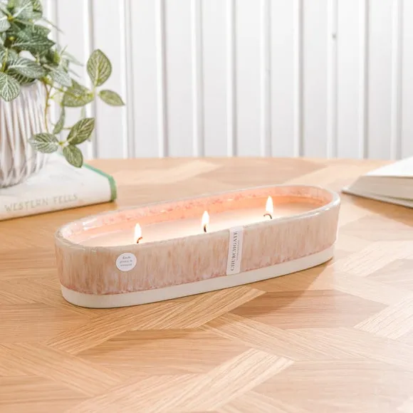 Churchgate Ceramic Glaze Honey & Musk Multi Wick Candle