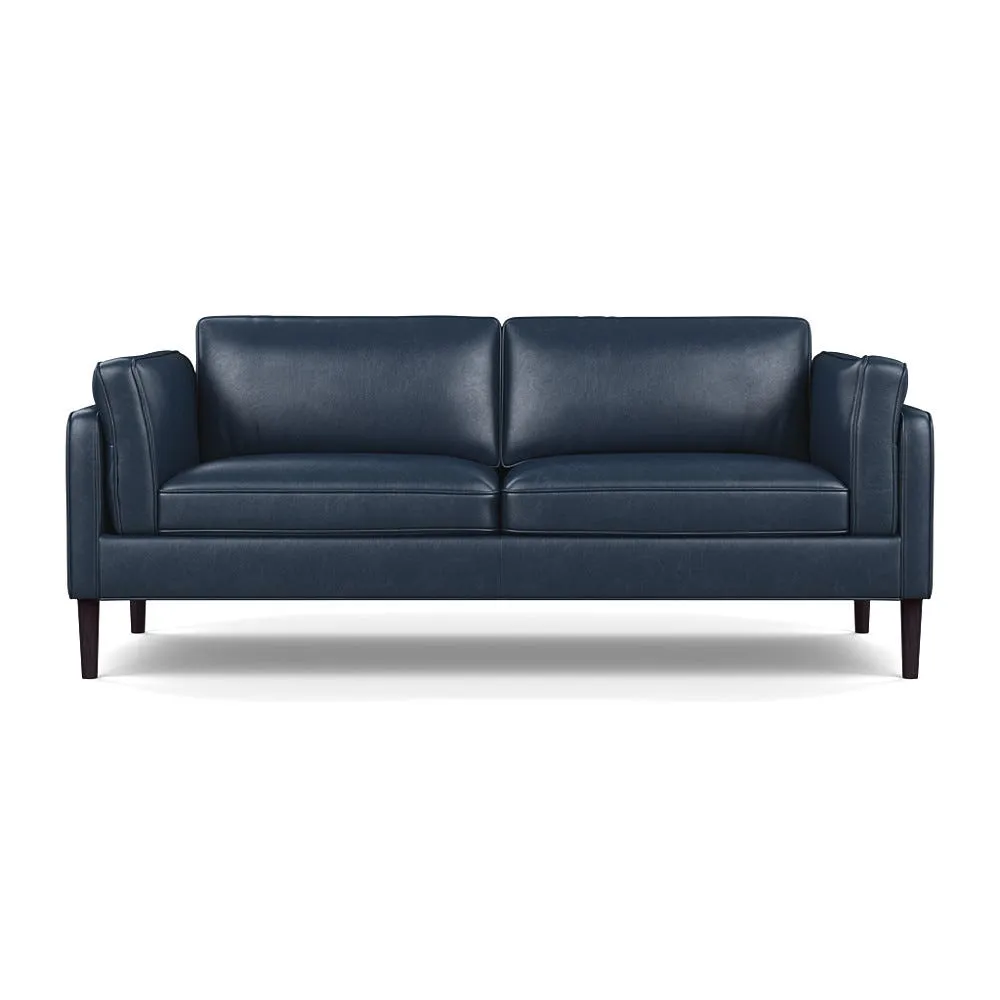 Heal's Sonno 3 Seater Leather Stonewash Navy Blue 279 Wenge Black Feet 1