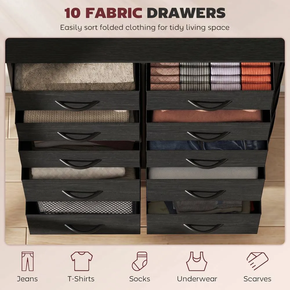 HOMCOM Fabric Chest of Drawers, 10 Drawer Dresser for Bedroom, Black 4