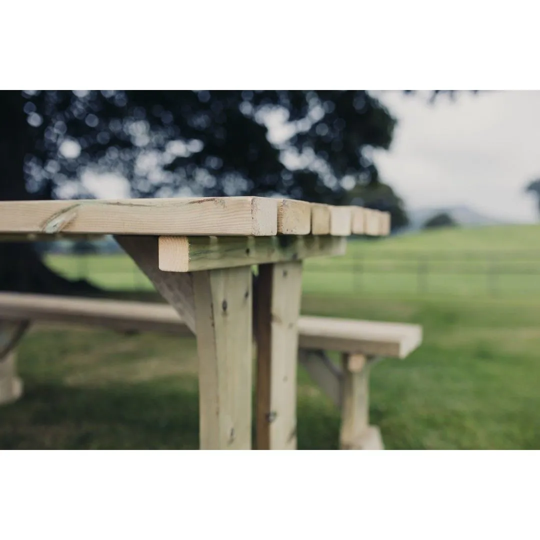 Churnet Valley Garden Furniture Ltd Lunar Picnic Table - L180 x W153 x H76 cm - Partially Assembled in Brown 4