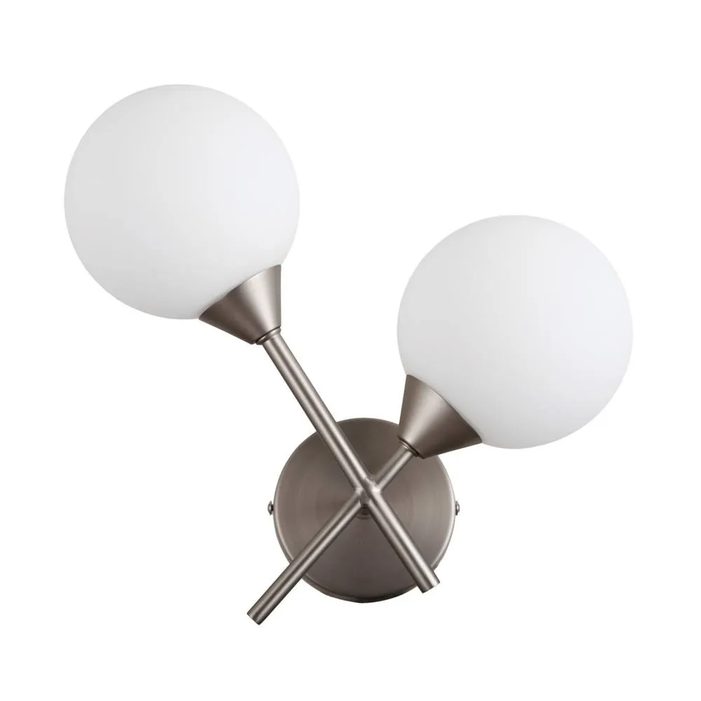 Netlighting Evora Globe Wall Lights Satin Nickel 2xG9 in Grey 2