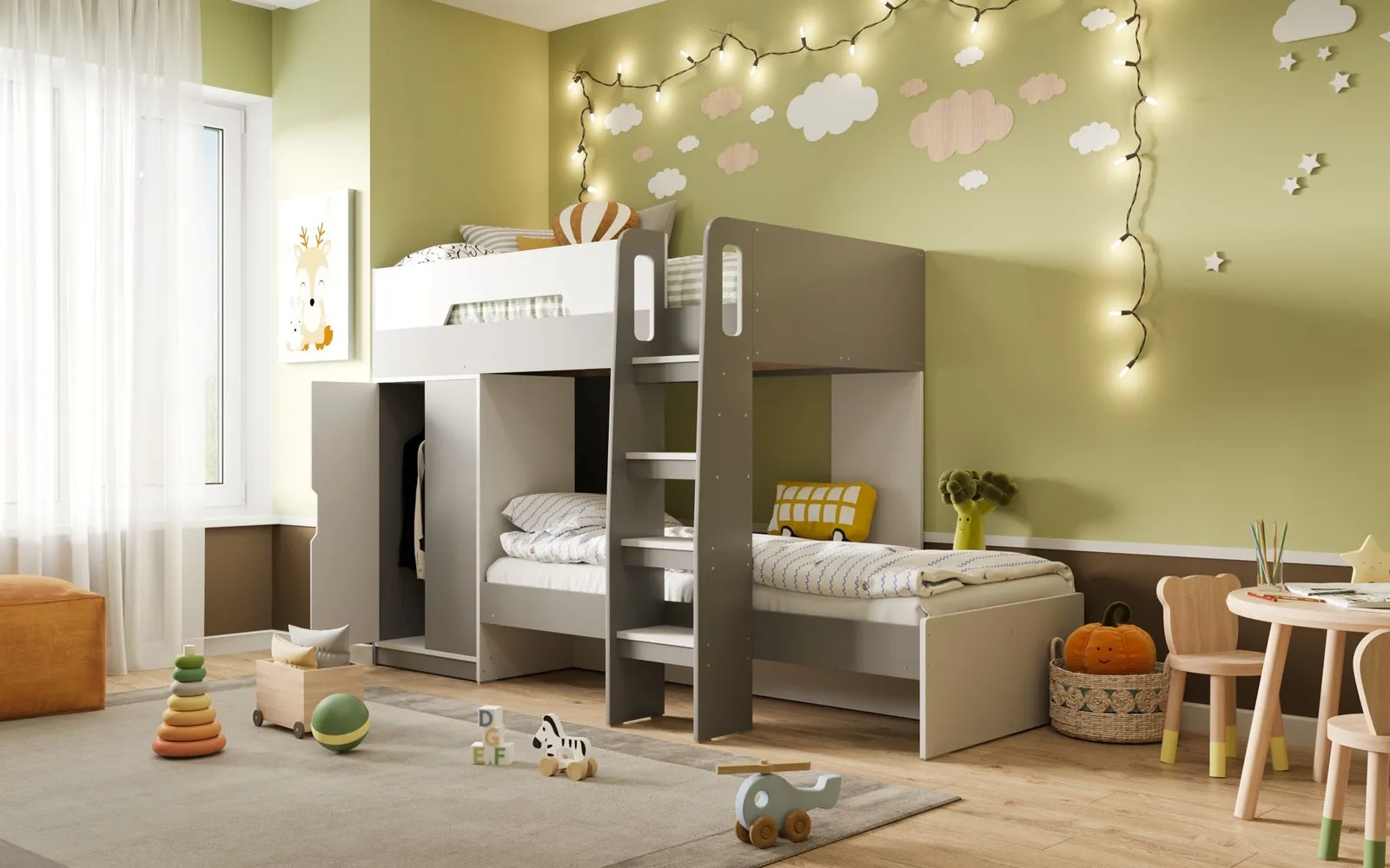 Flair Benito Bunk Bed with Wardrobe in White 3