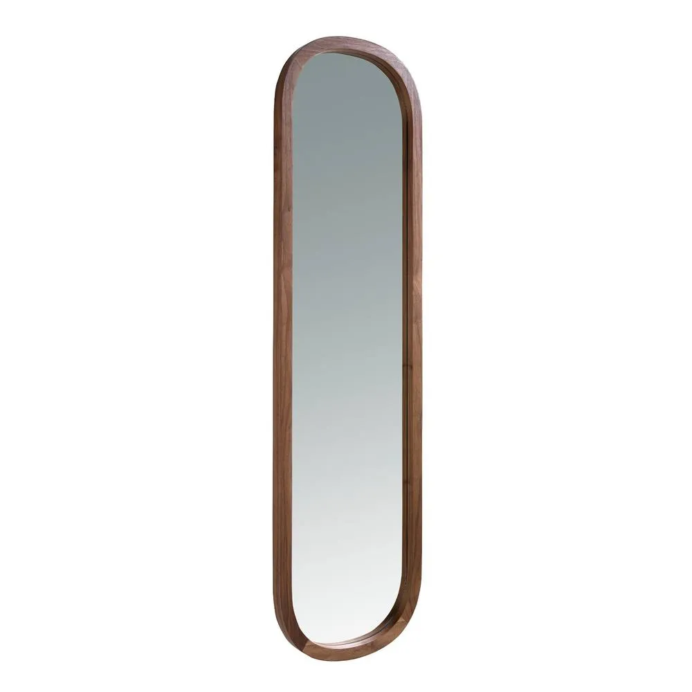 Angel Cerda Oval Walnut-Colour Veneer Wall Mirror 150x40 cm in Walnut