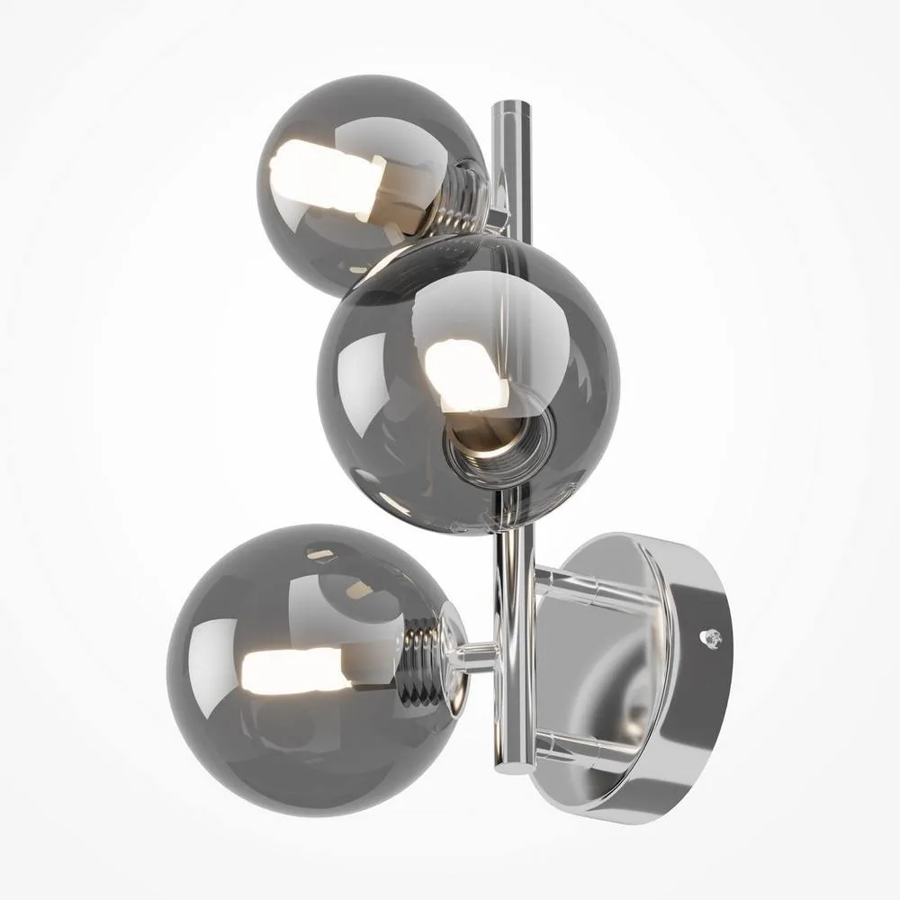 Netlighting Maytoni Dallas Modern 3 Light Wall Lamp Chrome Smoky Shade G9 in Grey 2