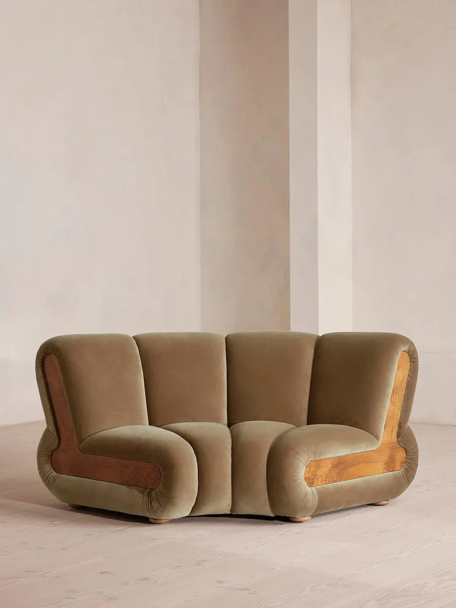 Noelle Modular Curved Armchair, Velvet, Truffle