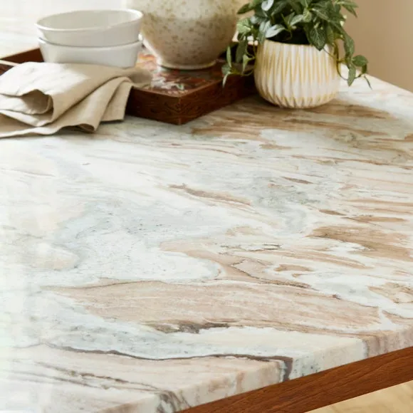 Thea Rectangle Dining Table, Marble and Mango Wood 2