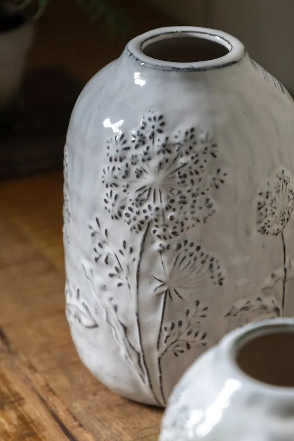 Cedar & Sage Meadow Embossed Ceramic Stone Vase 4