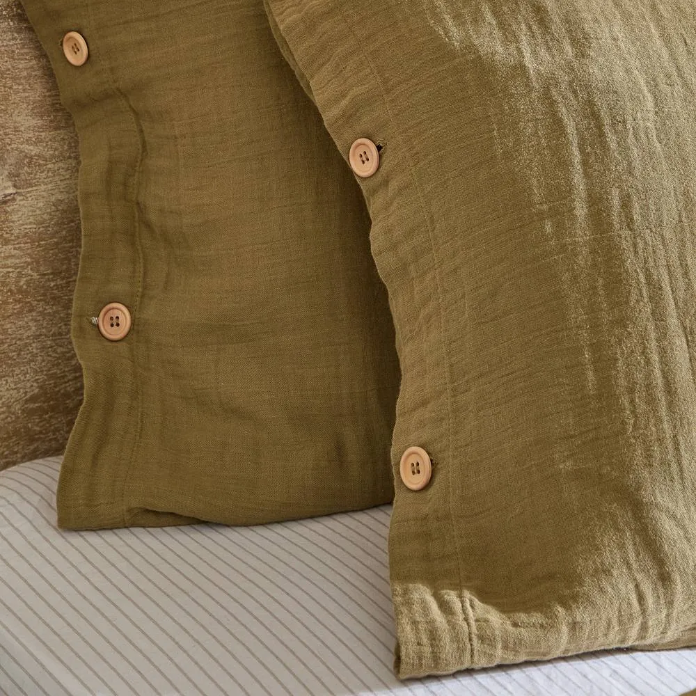 Yard Lark 100% Cotton Muslin Duvet Cover Set in Olive 3