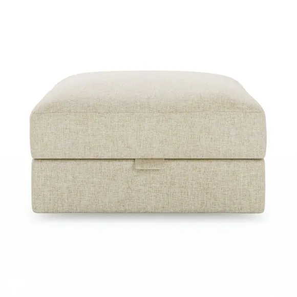 Hattie Slub Faux Linen Storage Footstool 2