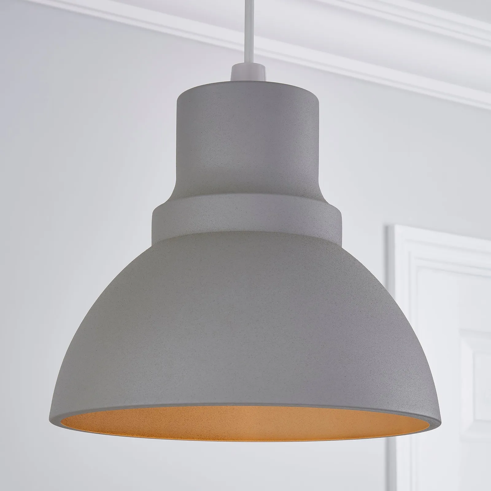Cadoc Concrete Effect Easy Fit Pendant Grey