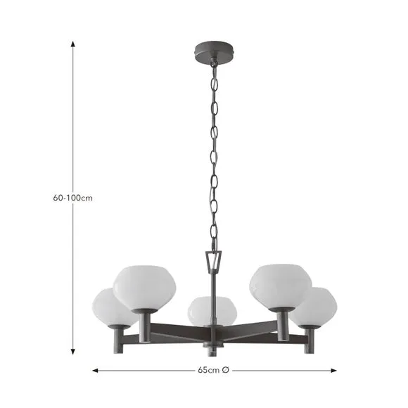 Hartford Alabaster 5 Light Semi Flush Ceiling Light 6