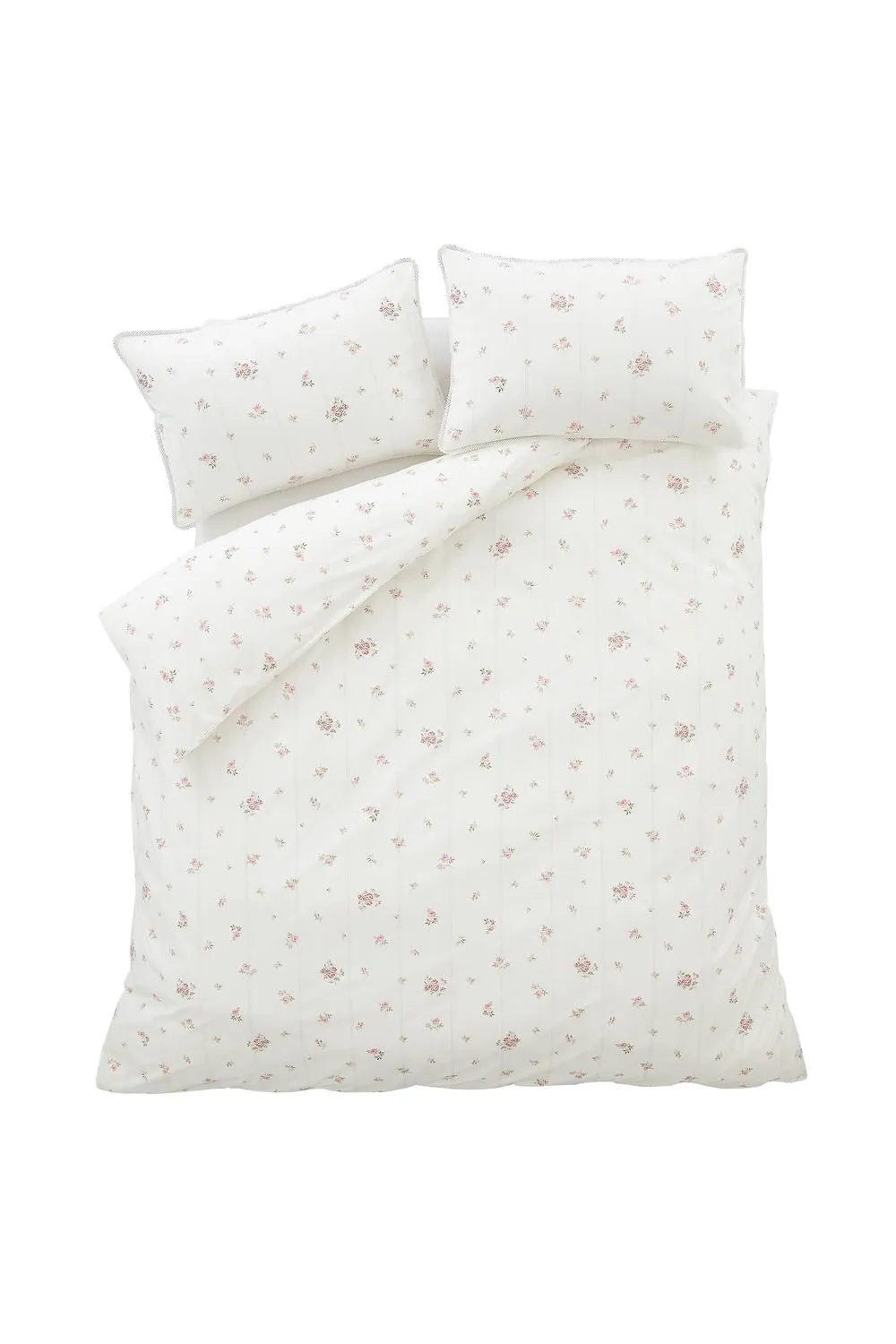 Bianca 'Vintage Rosebud Lace' 200 TC Cotton Reversible Duvet Cover Set in Cream 6