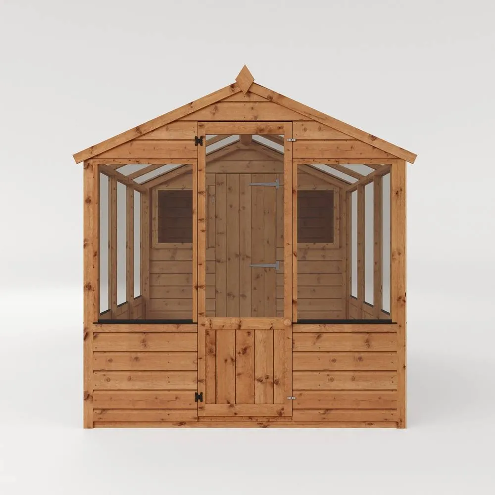 Mercia Traditional Apex Greenhouse/Shed Combo - L304.1 x W201 x H205.9 cm in Brown 2