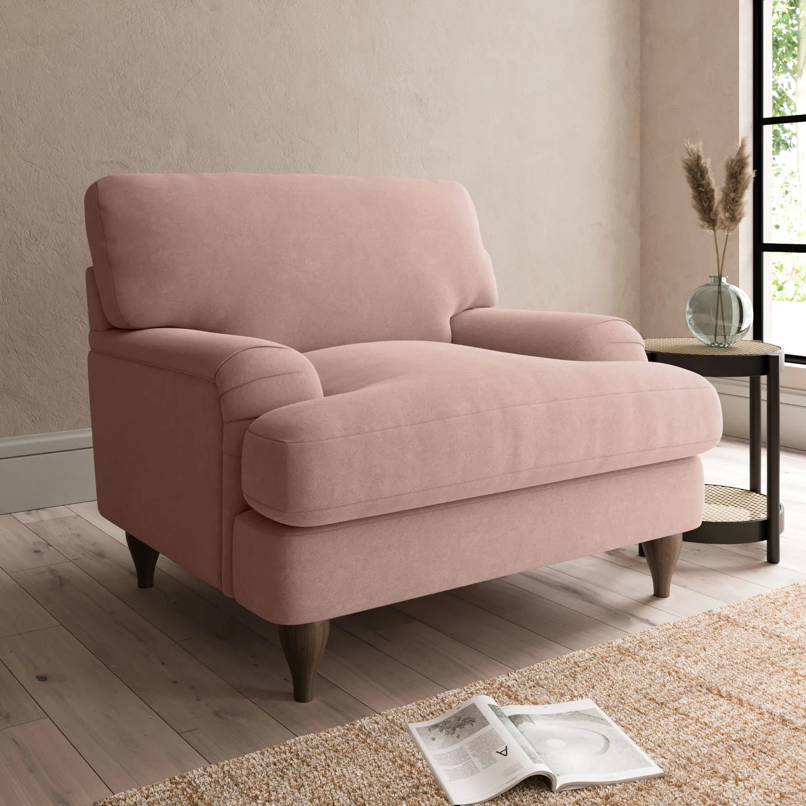 Darwin Luxury Velvet Armchair Blush
