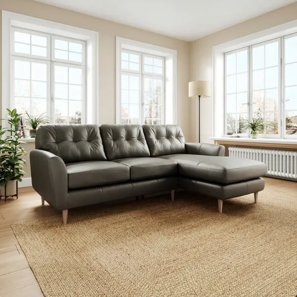 Sven Classic Leather Large Corner Chaise Sofa 1