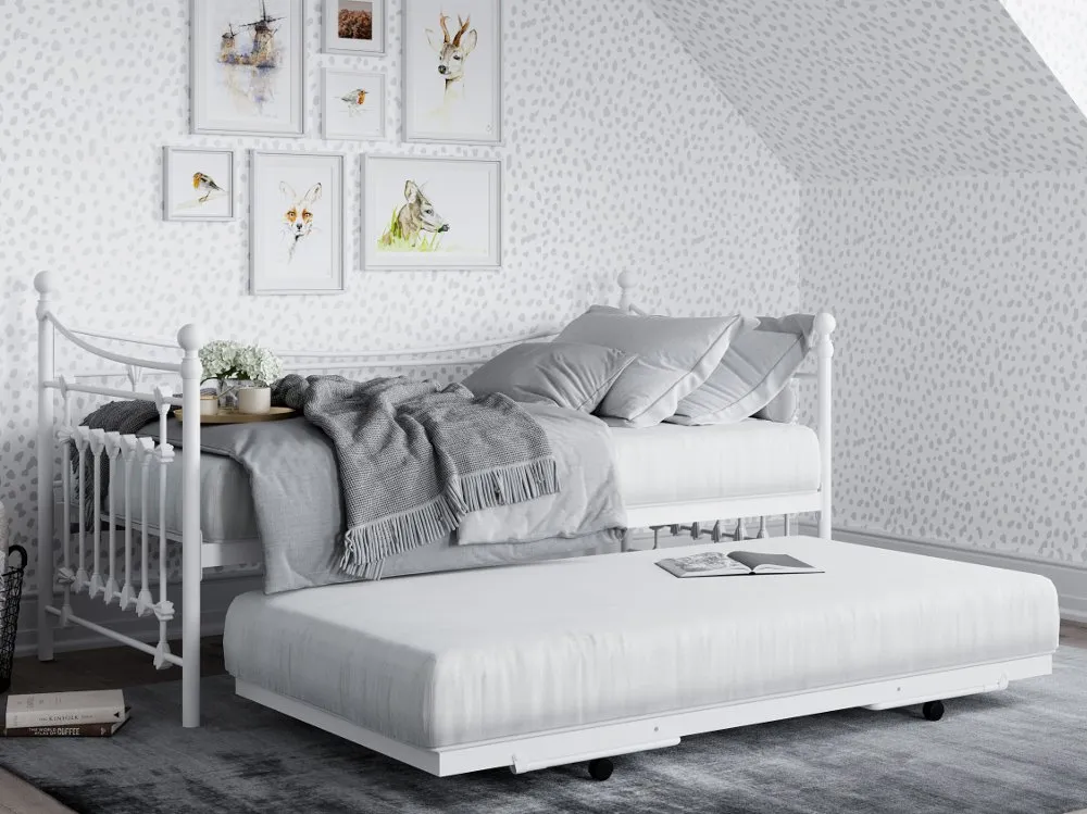 Leaf White Metal Guest Bed Frame Only - 3ft Single