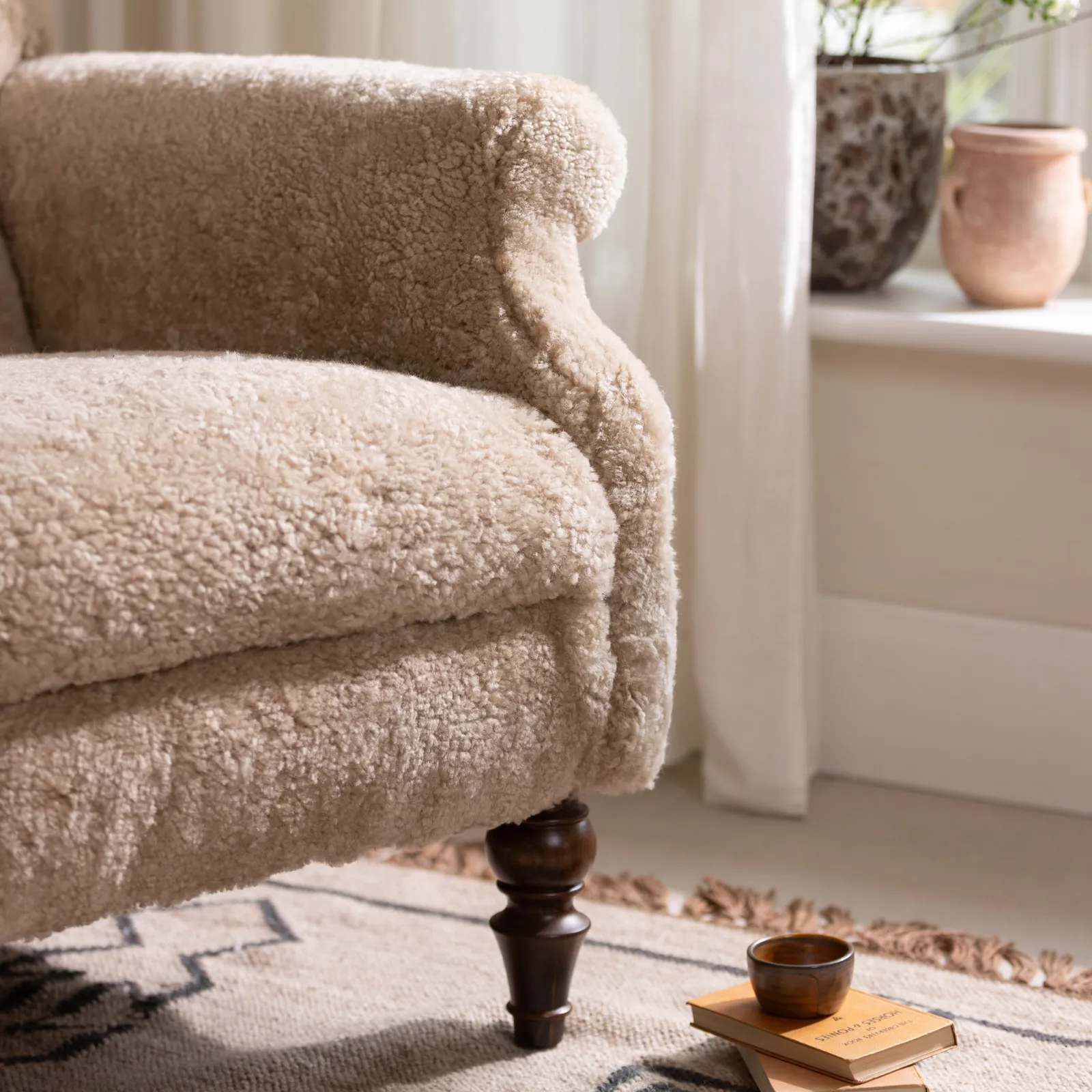 Tetrad Merino Armchair Auckland Short Hair, Neutral Fabric | Barker & Stonehouse 3