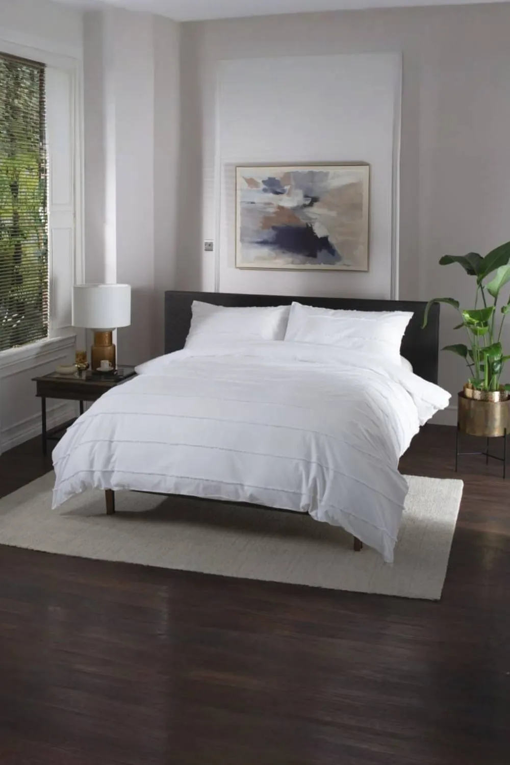 The Lyndon Company On The Line Stripe 100% Cotton Tufted Supersoft Duvet Cover Set | Deyongs 1846 in White 2