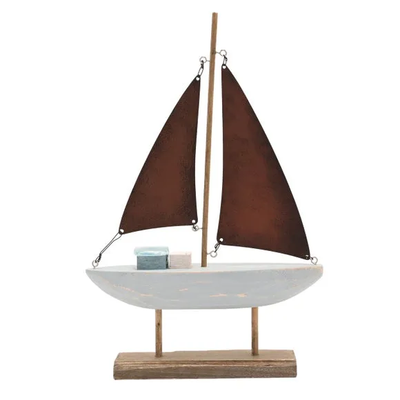 Love Life By The Sea Driftwood & Sea Glass Boat Ornament 2