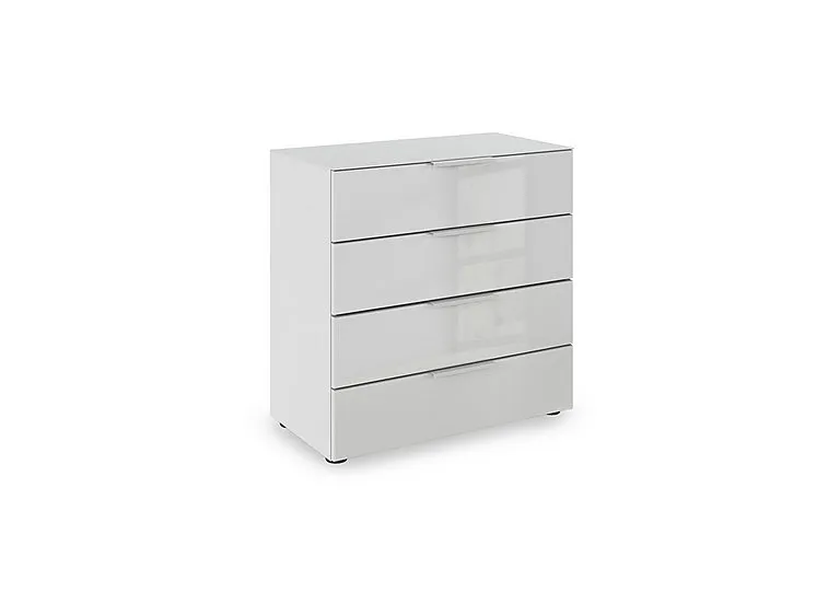 Haven 80cm 4 Drawer Chest with Glass Top and Front - Silk Grey/Silk Grey Front